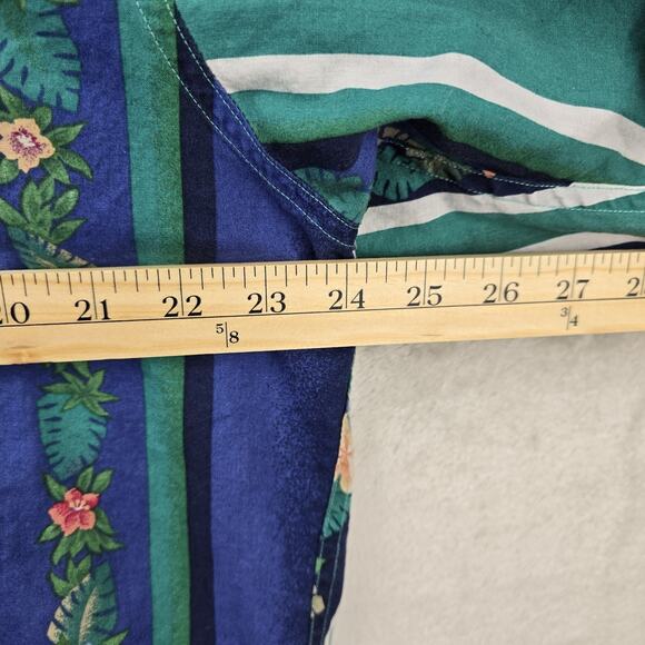 Chaps Ralph Lauren Shirt Mens Large Button Down Hawaiian Floral Stripes Vintage - Picture 5 of 6